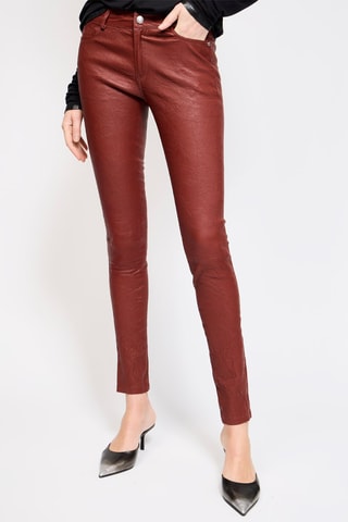 $Pantalon en cuir d’agneau - Bordeaux