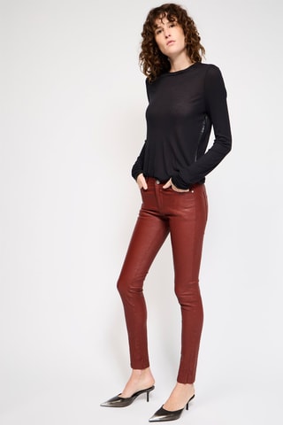 $Pantalon en cuir d’agneau - Bordeaux