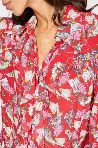 $Robe en soie - Rouge