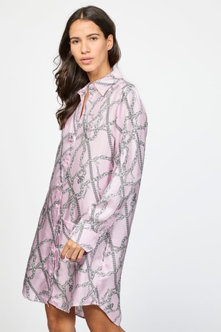 $Robe chemise en soie - Rose