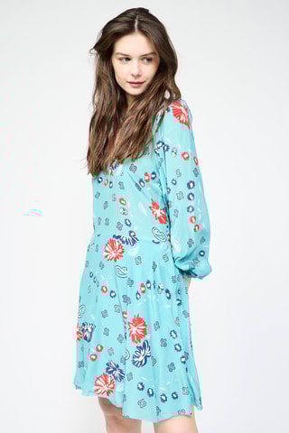 $Robe patineuse en soie - Turquoise