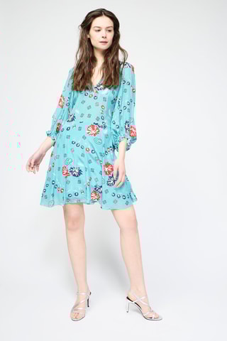 $Robe patineuse en soie - Turquoise