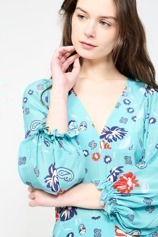 $Robe patineuse en soie - Turquoise