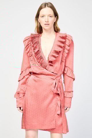$Robe portefeuille en soie - Rose
