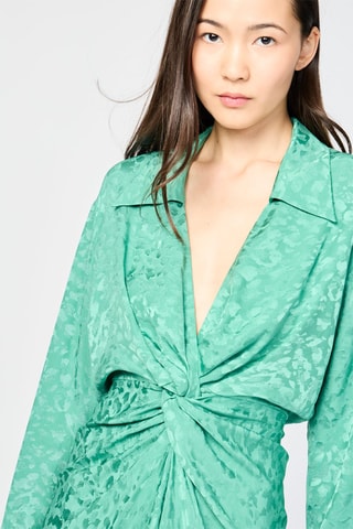 $Robe portefeuille en soie - Vert