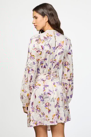 $Robe en soie - Ecru et mauve