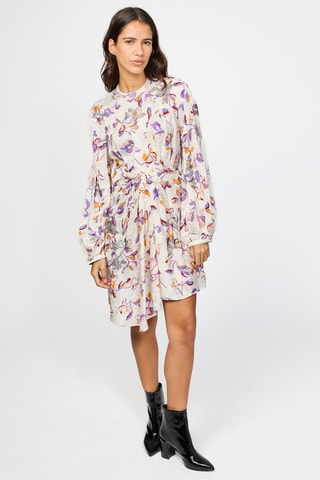 $Robe en soie - Ecru et mauve