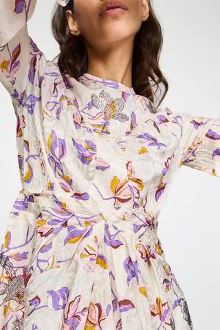 $Robe en soie - Ecru et mauve