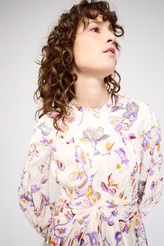 $Robe en soie - Ecru et mauve