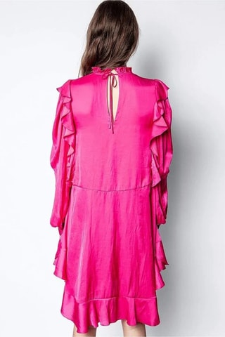 $Robe volantée en soie - Rose