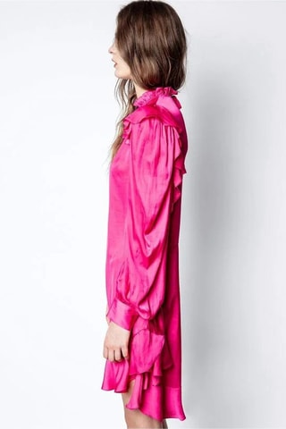 $Robe volantée en soie - Rose