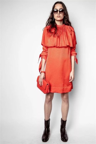 $Robe patineuse en soie - Rouge