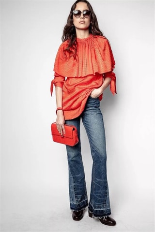 $Robe patineuse en soie - Rouge