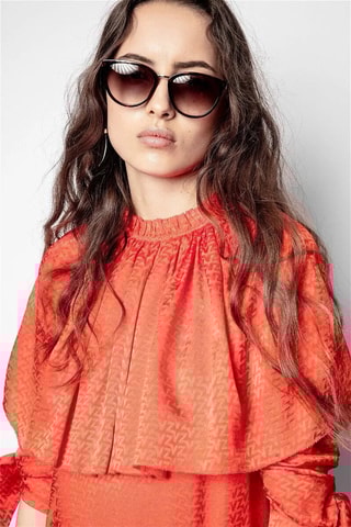 $Robe patineuse en soie - Rouge