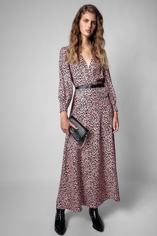 $Robe longue en soie - Rose
