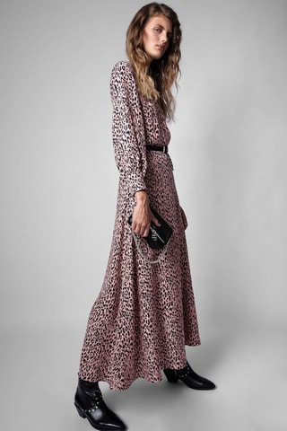 $Robe longue en soie - Rose