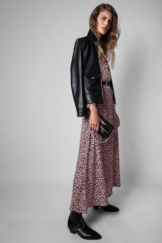 $Robe longue en soie - Rose