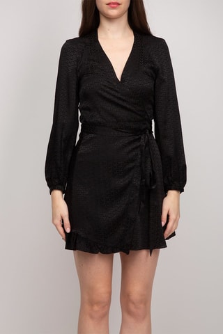 $Robe portefeuille en laine et cachemire - Noir