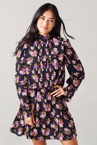 $Robe en soie - Noir