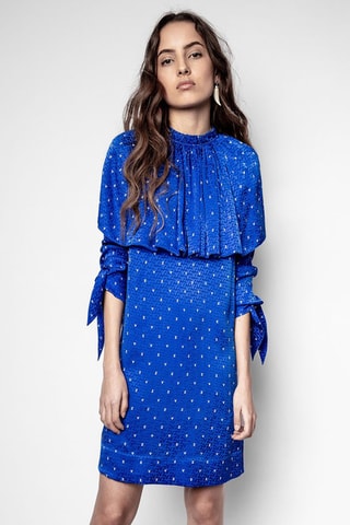 $Robe en soie - Bleu