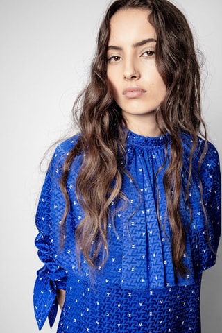 $Robe en soie - Bleu