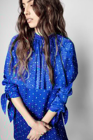 $Robe en soie - Bleu
