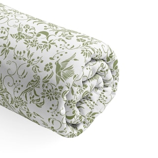$Drap-housse en satin de coton 200 fils/cm² Birds - Vert olive et blanc