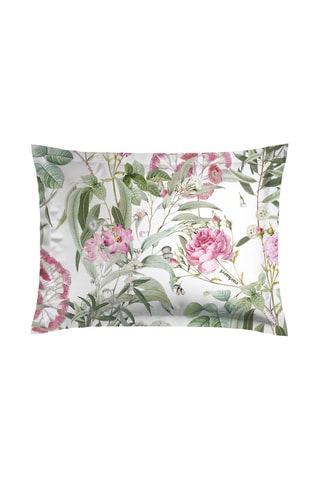 $2 taies d'oreiller en satin de coton 200 fils/cm² Jardin des Roses - Vert thym et blanc