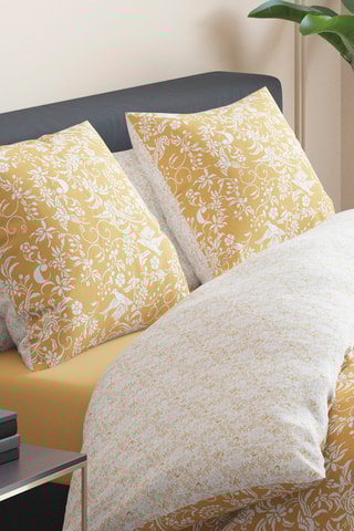 $Taie d'oreiller en satin de coton 200 fils/cm² Birds - Jaune et blanc
