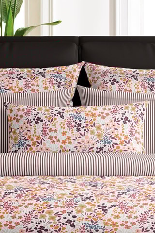 $2 taies d'oreiller en satin de coton 80 fils/cm² Fleurs des Champs - Bordeaux