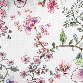 $2 taies d'oreiller en satin de coton 200 fils/cm² Jardin Secret - Blanc et rose