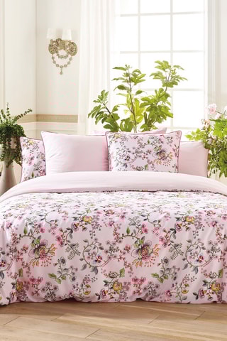 $Parure de couette en satin de coton 200 fils/cm² Jardin Secret - Rose blush