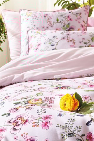$Parure de couette en satin de coton 200 fils/cm² Jardin Secret - Rose blush