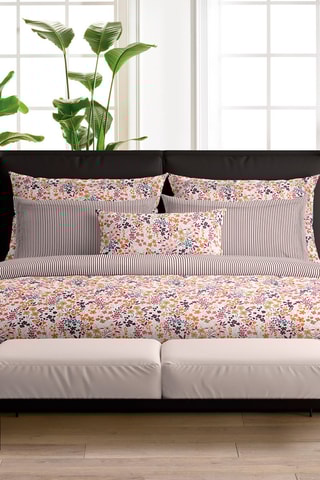 $Parure de couette en satin de coton 80 fils/cm² Fleurs des Champs - Bordeaux
