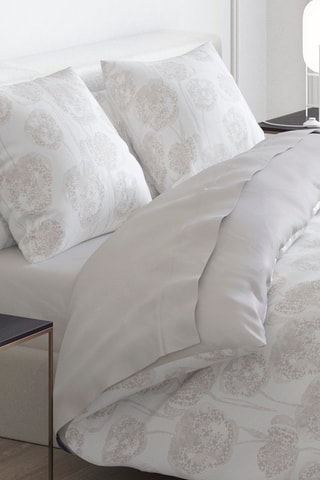 $Parure de couette en satin de coton 200 fils/cm² Lace - Taupe et blanc