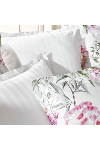 $Parure de couette en satin de coton 200 fils/cm² Jardin de Roses - Blanc et vert