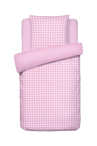 $Parure de couette en satin de coton 200 fils/cm² Les Carreaux d'Eléna - Rose
