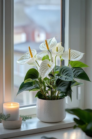 $Langue de feu - Anthurium 'Alaska White' - Hauteur livrée 55-70 cm