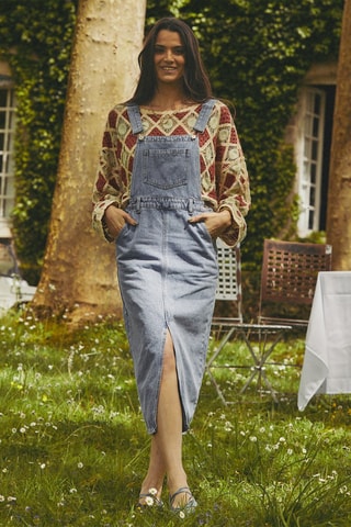 $Robe salopette en jean Russe - Bleu