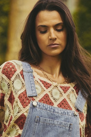 $Robe salopette en jean Russe - Bleu