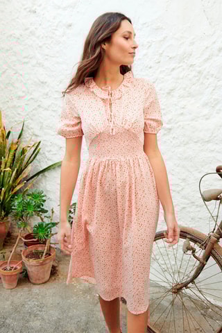 $Robe midi Romaine - Orange et rose