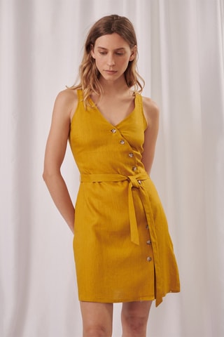 $Robe chemise en lin Rimila - Moutarde