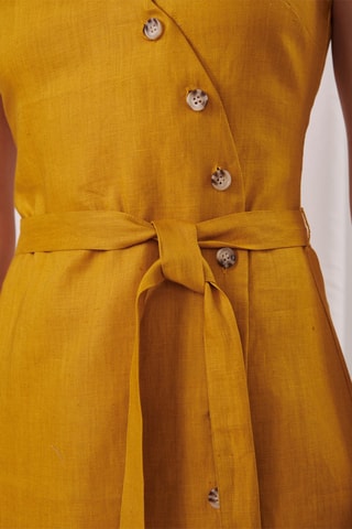$Robe chemise en lin Rimila - Moutarde