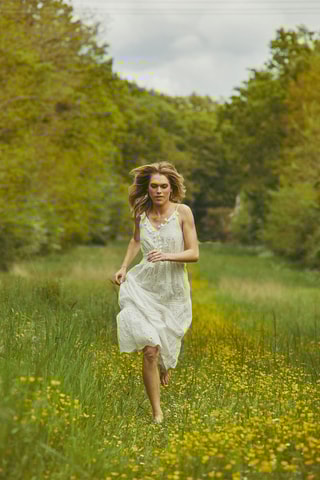 $Robe midi Rose - Blanc