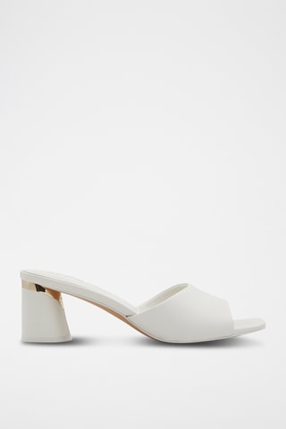 $Mules à talons en cuir de mouton Par - Blanc
