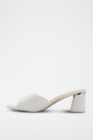 $Mules à talons en cuir de mouton Par - Blanc