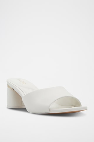 $Mules à talons en cuir de mouton Par - Blanc