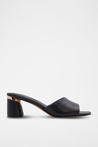 $Mules à talons en cuir de mouton Par - Noir