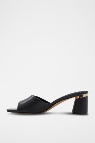 $Mules à talons en cuir de mouton Par - Noir