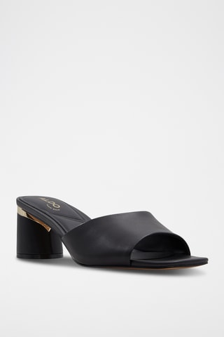 $Mules à talons en cuir de mouton Par - Noir